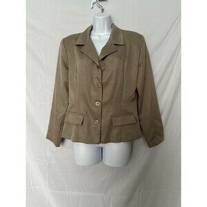 Danielle B Women’s Tan Long Sleeve Career Suit Jacket, Faux Pockets Size 12